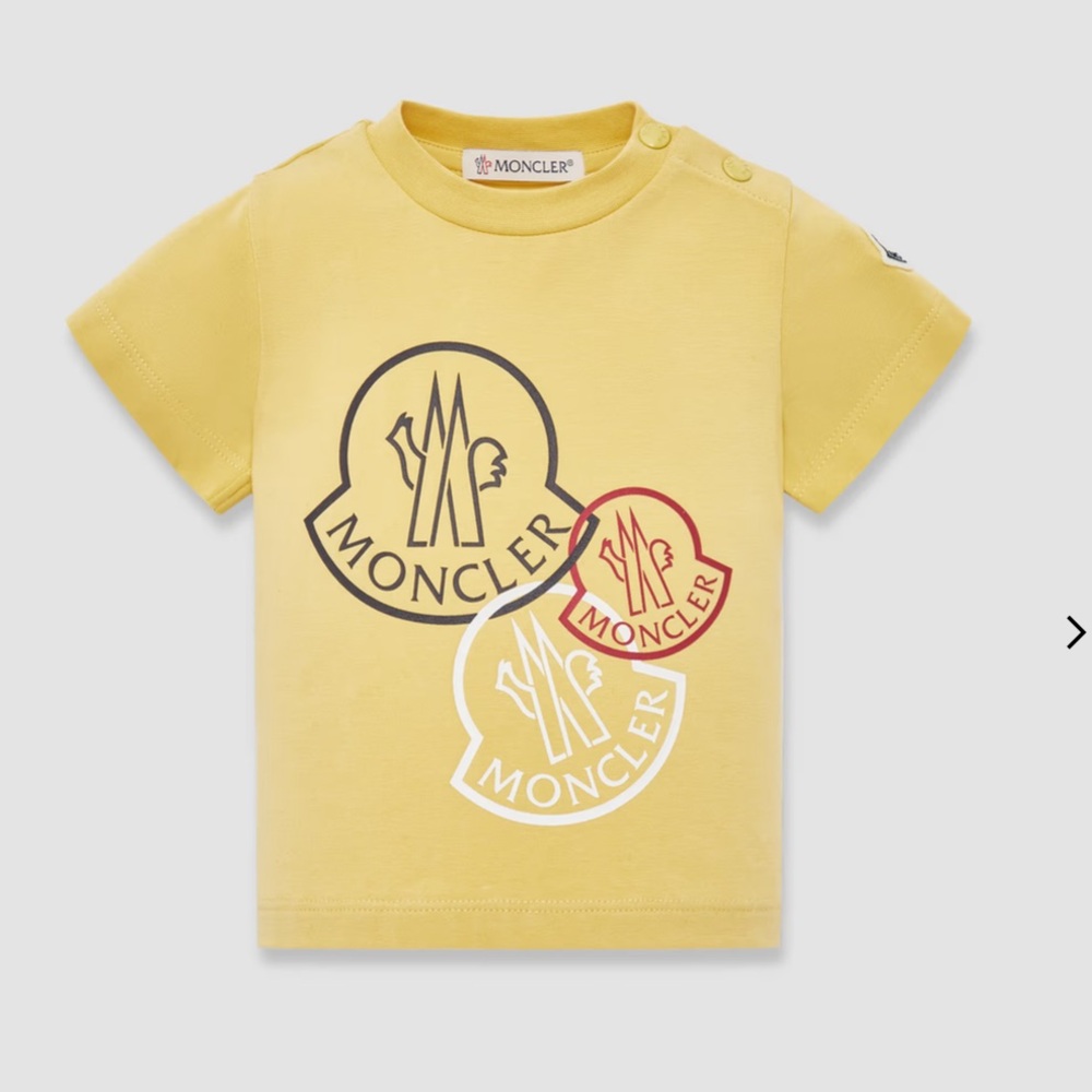 Moncler Baby Logo Jersey T-Shirt Yellow NWT New with Tags Baby 12-18 months